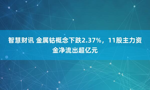 智慧财讯 金属钴概念下跌2.37%，11股主力资金净流出超亿元