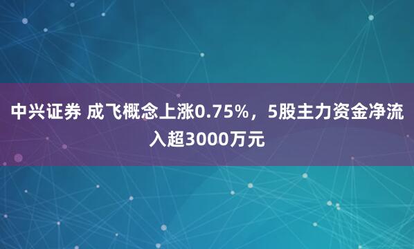 中兴证券 成飞概念上涨0.75%，5股主力资金净流入超3000万元