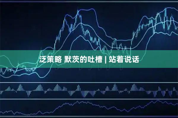 泛策略 默茨的吐槽 | 站着说话